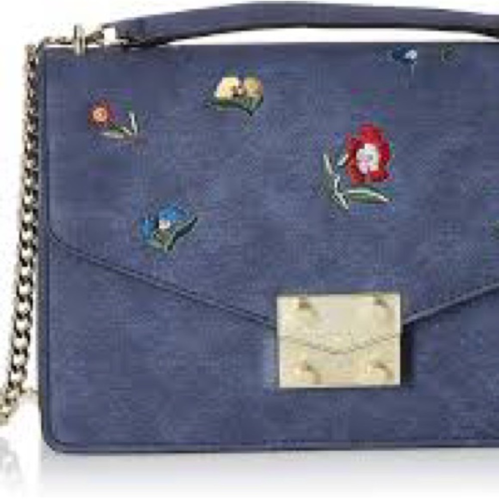 NWOT Karl Lagerfeld Corrine Navy Floral Appliqué Crossbody Bag